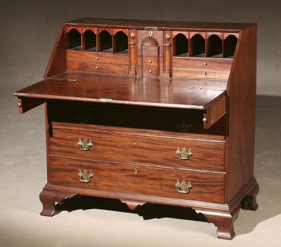 Appraisal: Chippendale Mahogany Slant-Front Desk Massachusetts Circa Hinges at slant front