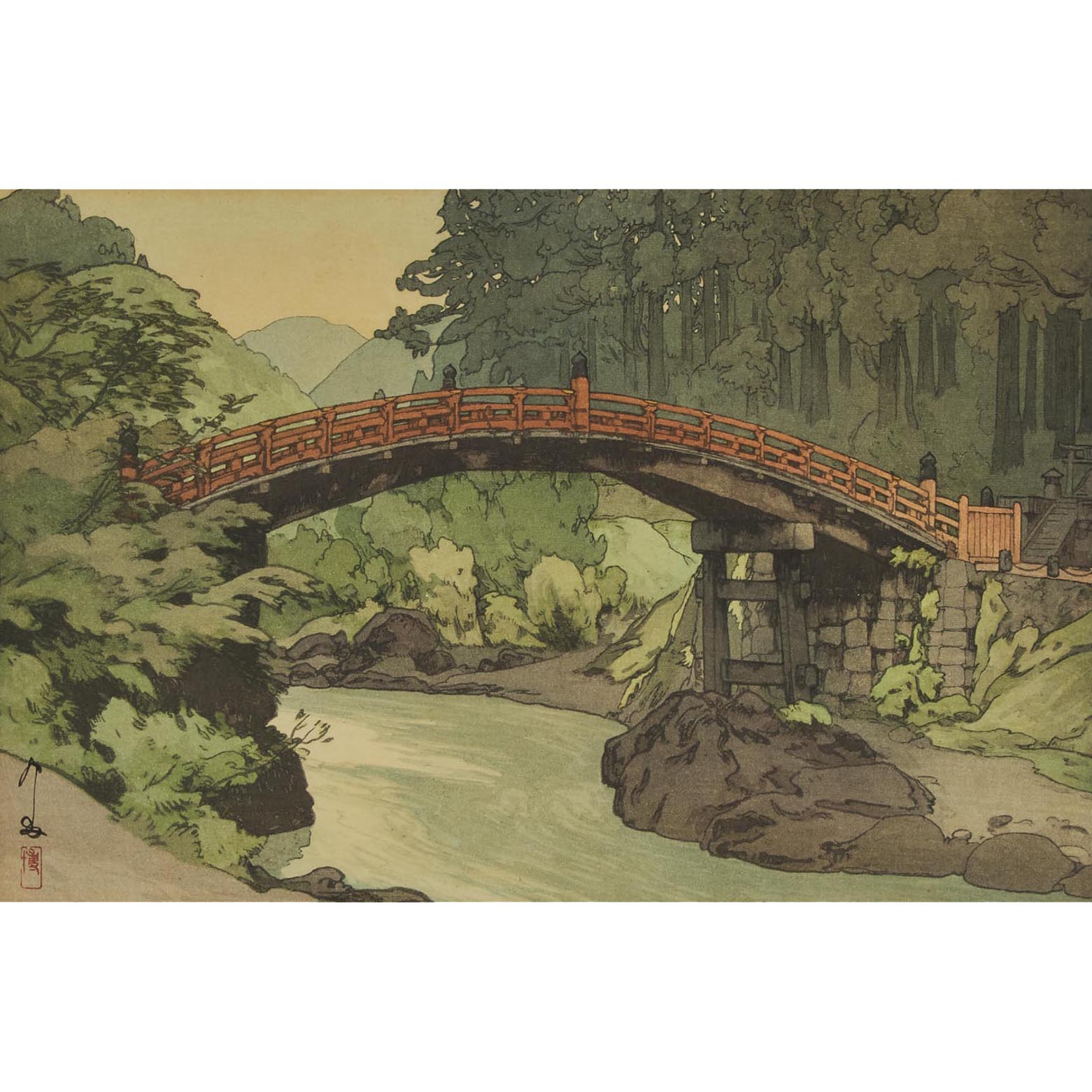 Appraisal: Hiroshi Yoshida - Sacred Bridge Shinbashi Dated Signed in pencil