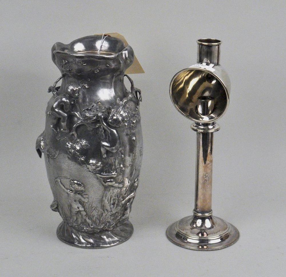 Appraisal: Two Vintage Interesting Silver Plate Items comprising an Art Nouveau