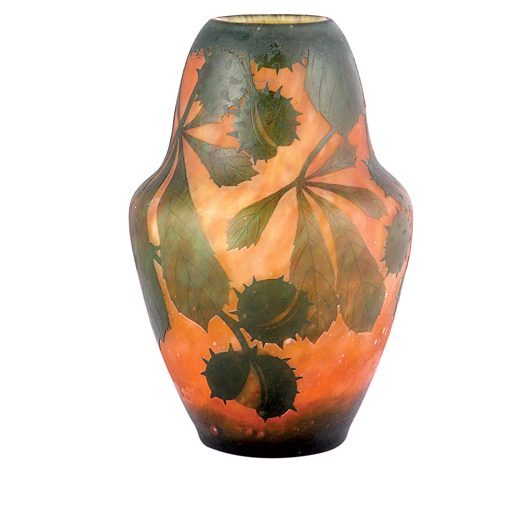 Appraisal: Daum Acid Etched Cameo Glass Vase Circa Of tapering ovoid