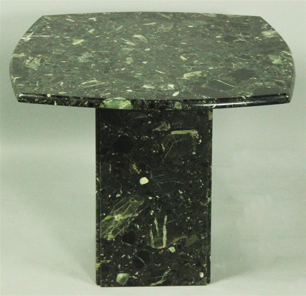 Appraisal: MODERN GREEN MARBLE LOW TABLE having a rectangular top with