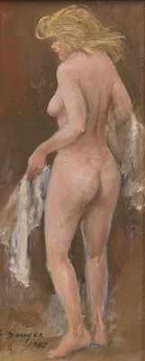 Appraisal: Clyde J Singer American - Nude With White Cloth Oil