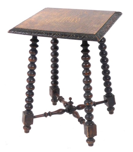 Appraisal: A Victorian oak occasional table the square top with floral