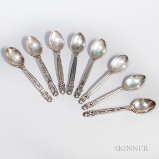 Appraisal: Eight Georg Jensen Acorn Pattern Cafe Spoons Sterling silver Denmark