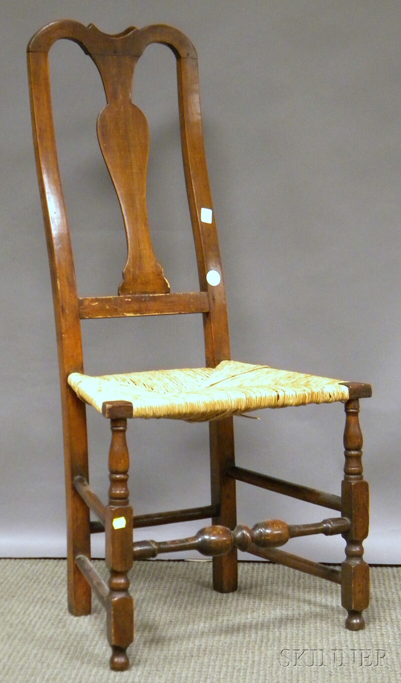 Appraisal: Queen Anne Maple Side Chair with Woven Rush Seat