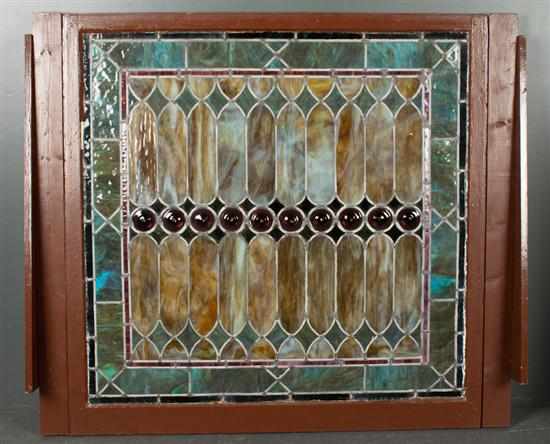 Appraisal: Stained glass framed window panel Estimate - one with cracked