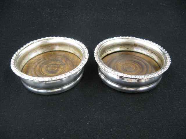 Appraisal: Pair of English Sterling Silver Coasters - '' diameter x