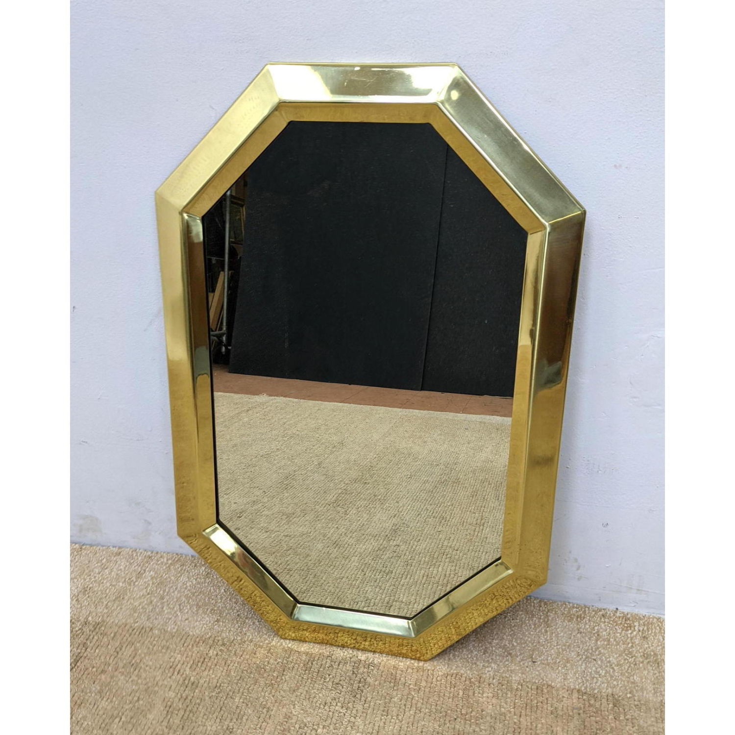 Appraisal: Brass Frame Mid Century Modern Wall Mirror Angled Frame Dimensions