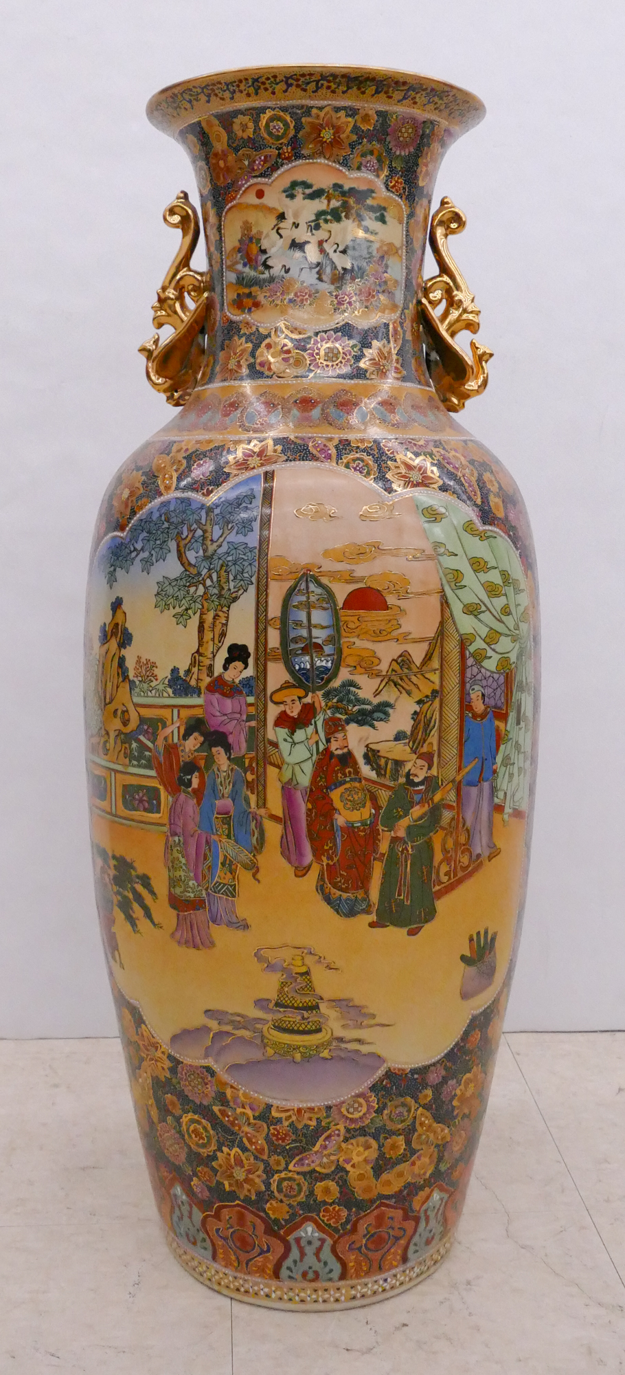 Appraisal: Large Chinese Gilt Porcelain Floor Vase- x ''