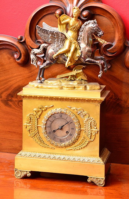 Appraisal: A FRENCH TH CENTURY ORMOLU MANTEL CLOCK with winged horse