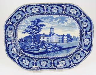 Appraisal: deep blue Historical Staffordshire porcelain platter by I W Ridgway