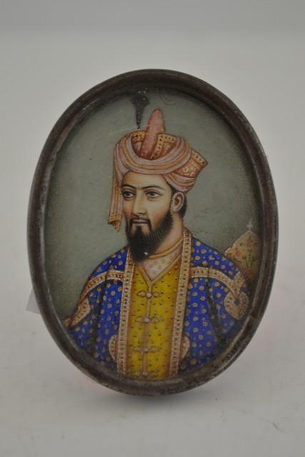 Appraisal: HAND PAINTED INDIAN PORTRAIT MINIATURE IN FRAME