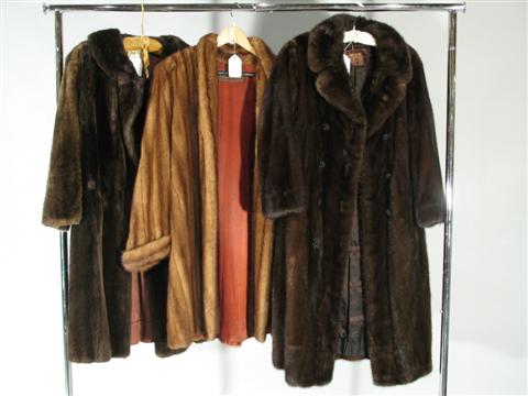 Appraisal: THREE PETITE VINTAGE FUR COATS One with 'Bergdorf Goodman' tag