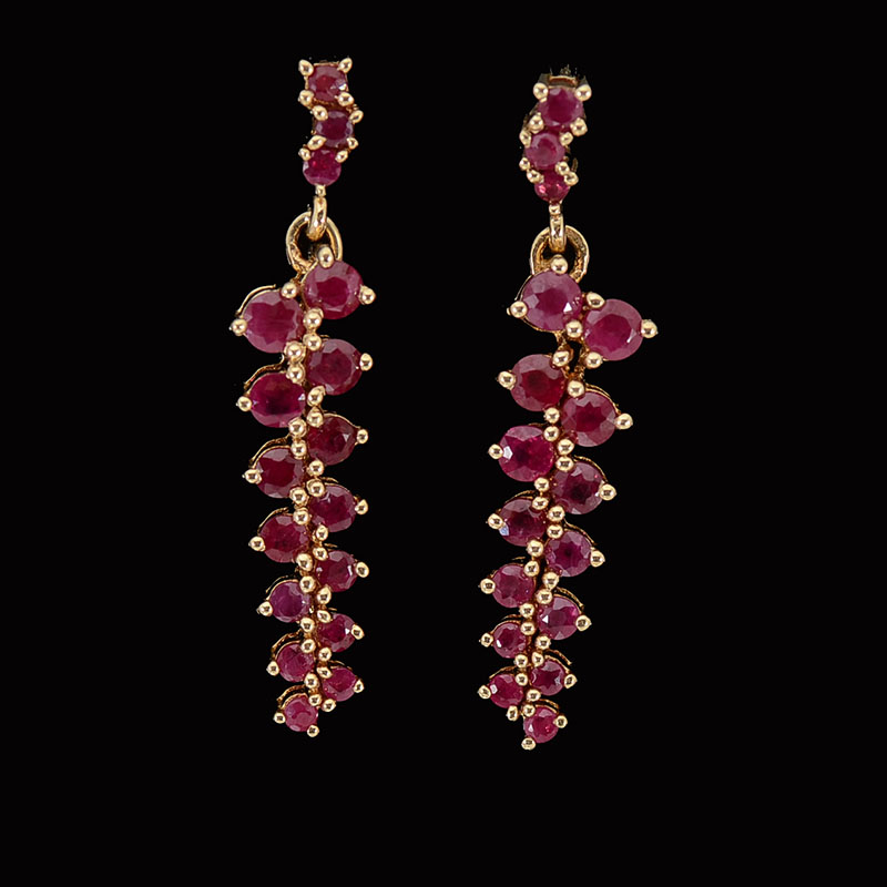 Appraisal: K RUBY DROP EARRINGS round mixed cut rubies drop ''