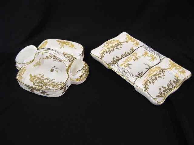 Appraisal: pcs Hammersly Porcelain ''Golden Fancy'' strawberry basket with creamer sugar