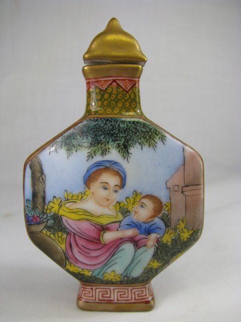 Appraisal: Chinese hand painted European subject snuff bottle decorated with brightly