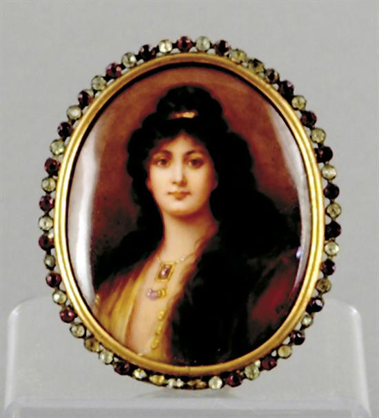 Appraisal: German miniature porcelain portrait plaque portrait of young woman titled