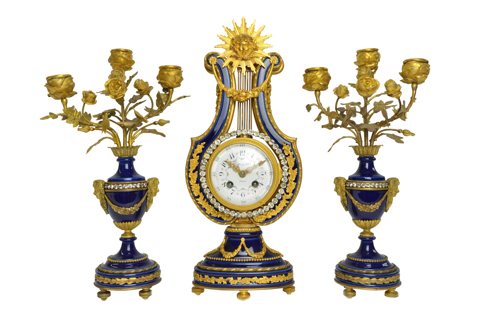 Appraisal: A Louis XVI style blue porcelain and ormolu mounted clock