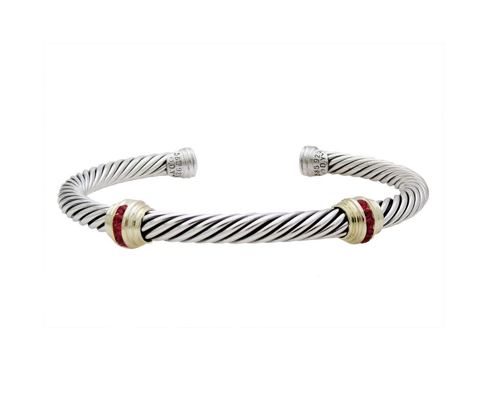 Appraisal: DAVID YURMAN DOUBLE STATION RUBY CUFF BRACELET DAVID YURMAN DOUBLE