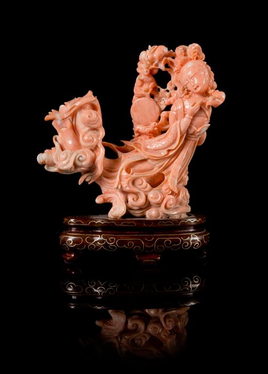 Appraisal: Sale Lot A Pink Coral Carving depicting a female immortal