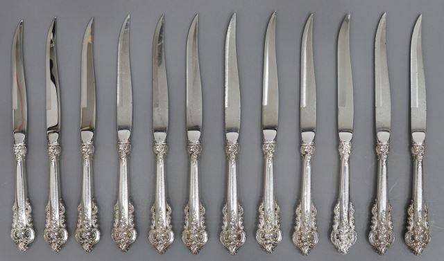 Appraisal: lot of American sterling silver handled steak knives Wallace Silversmiths