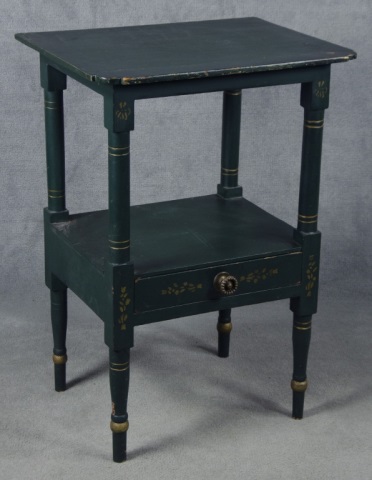 Appraisal: Green-Painted Wash Stand th century With turned legs and medial