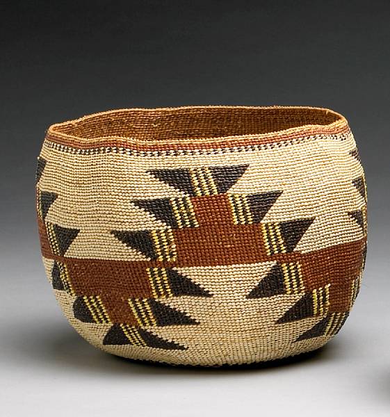 Appraisal: A Karuk Yurok polychrome basket Nettie McKinnon - the serrated