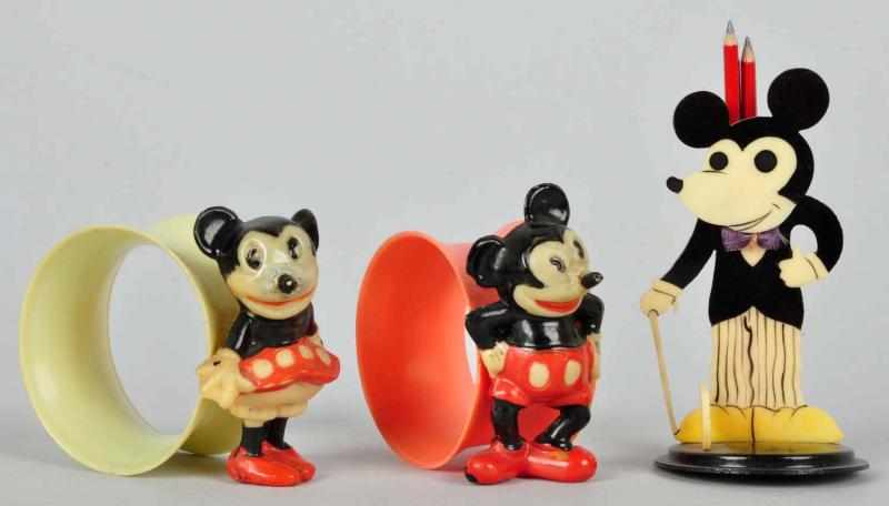 Appraisal: Lot of Celluloid Disney Mickey Minnie Items Description Includes Mickey