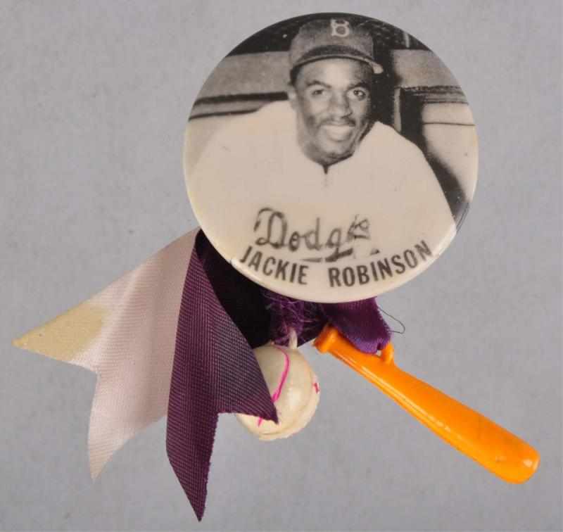 Appraisal: Jackie Robinson Brooklyn Dodgers Photo Pin Description Scarce stadium pin