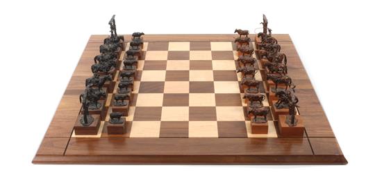 Appraisal: Sale Lot A Brown Patinated Metal Range War Chess Set