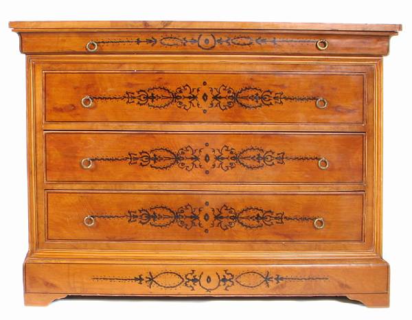 Appraisal: A Charles X style four drawer commode height in width