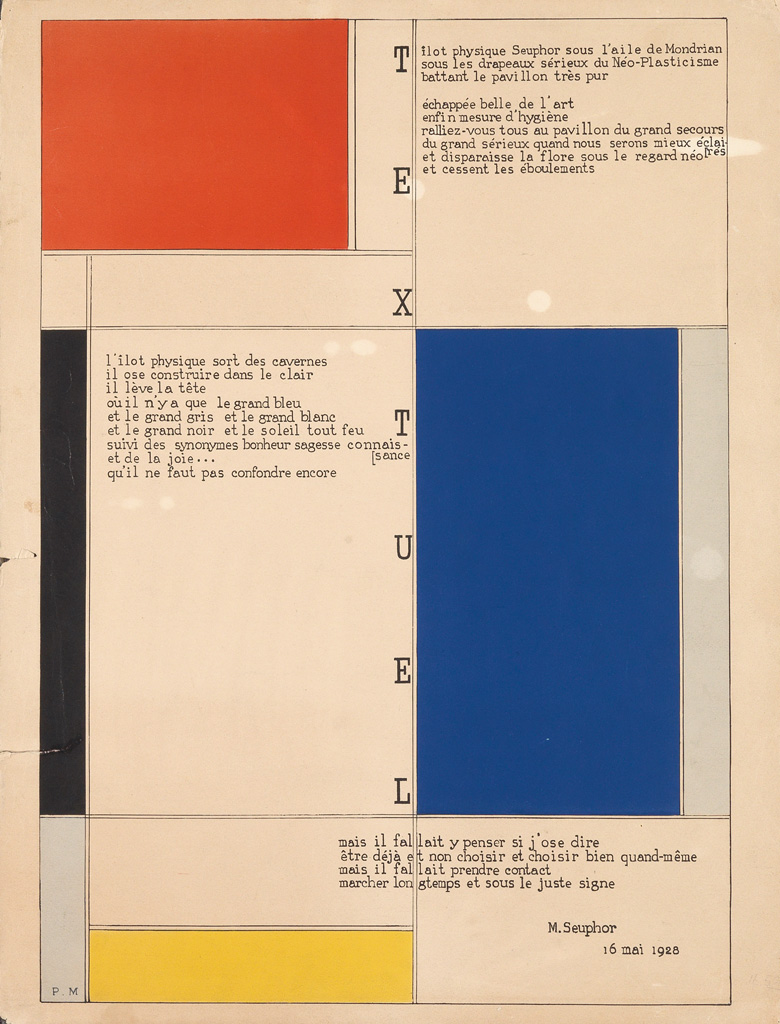 Appraisal: D'APR S PIET MONDRIAN - TEXTUEL M SEUPHOR Circa x