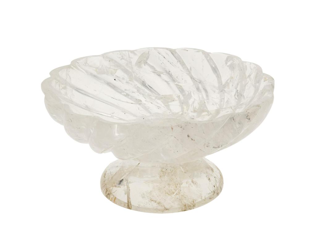 Appraisal: A rock crystal scalloped compote th Century With a gadrooned