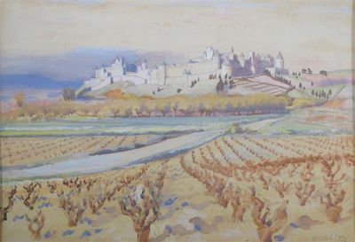 Appraisal: Gaynor Elizabeth Bury b View of Carcasonne Signed and dated