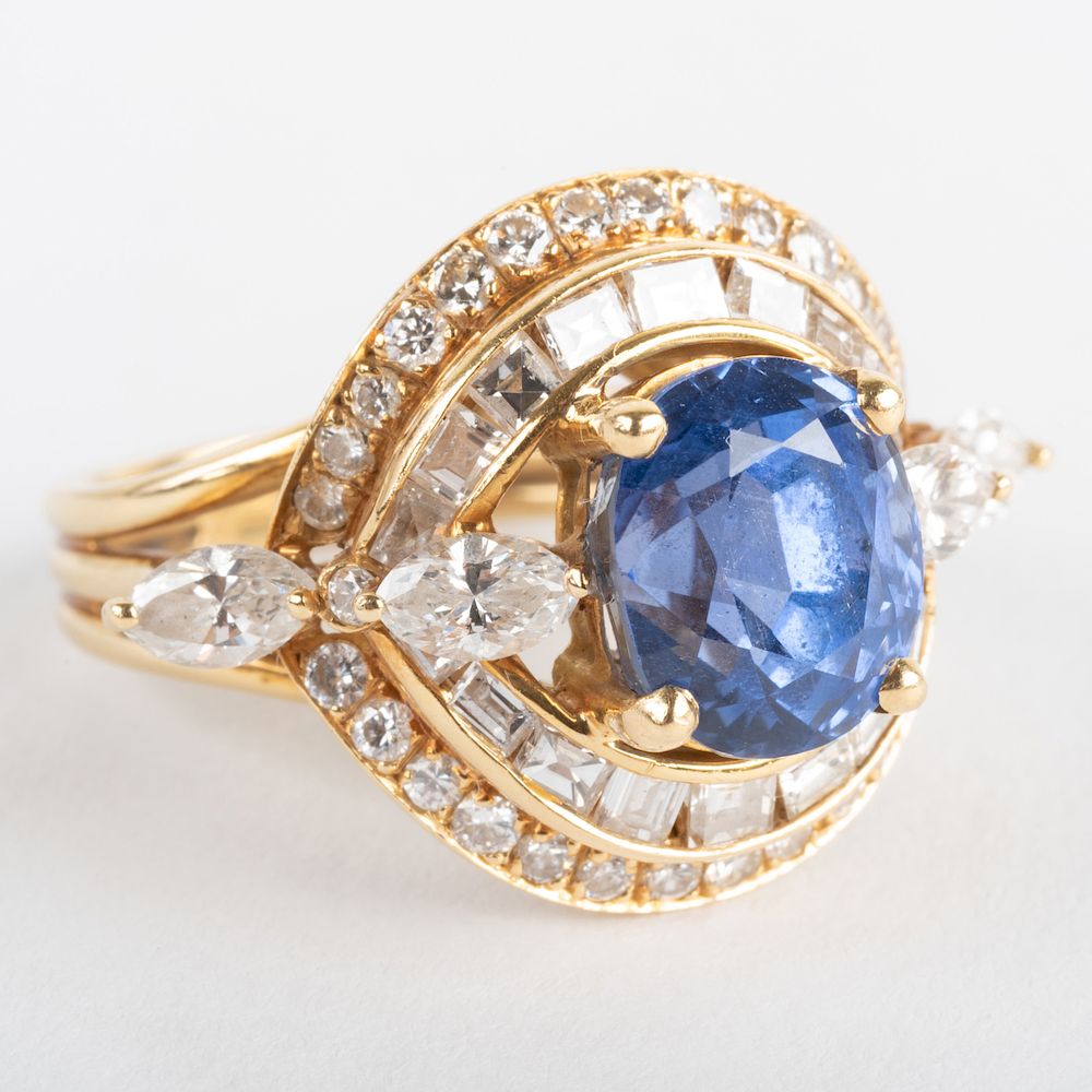 Appraisal: k Gold Sapphire and Diamond Ring k Gold Sapphire and