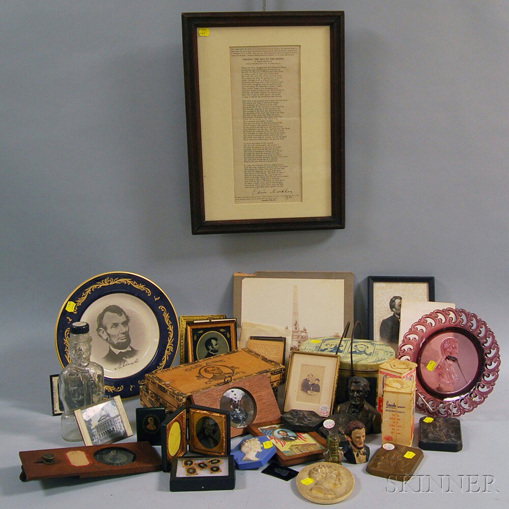 Appraisal: Large Group of Lincoln-related Items including an ambrotype of a