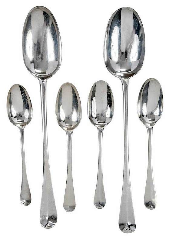 Appraisal: Six George I English Silver Spoons London early th century