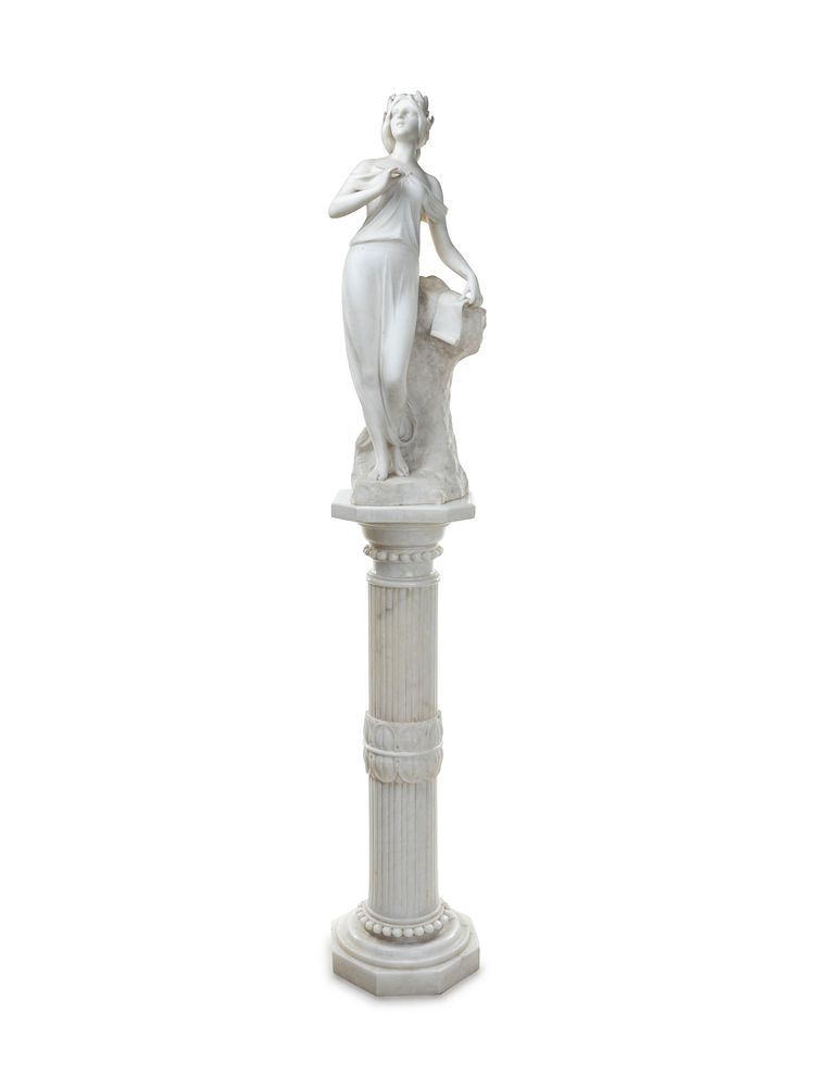 Appraisal: An Italian Marble Figure and Associated Pedestal An Italian Marble