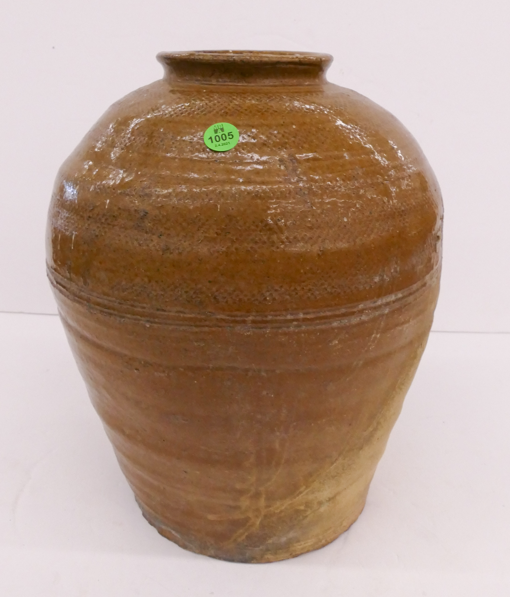 Appraisal: Meiji Japanese Light Brown Provincial Jar- ''