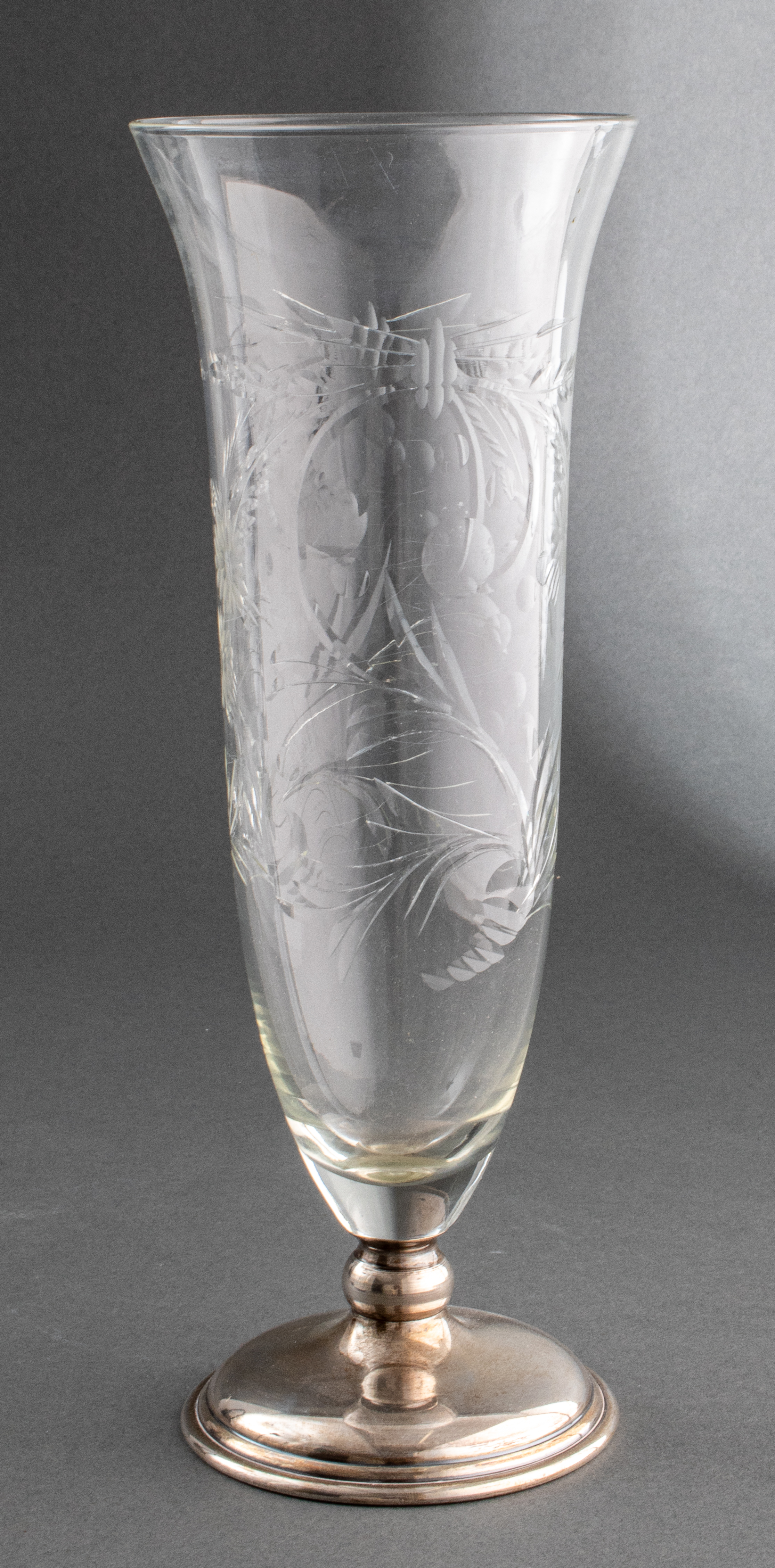 Appraisal: FRANK WHITING STERLING SILVER PAIRPOINT GLASS VASE Frank M Whiting