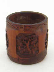 Appraisal: A Chinese bamboo brush pot carved with Ho ho birds