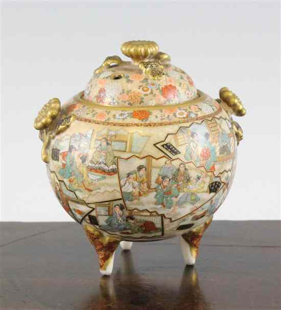 Appraisal: A fine Japanese Satsuma pottery koro and cover Meiji period