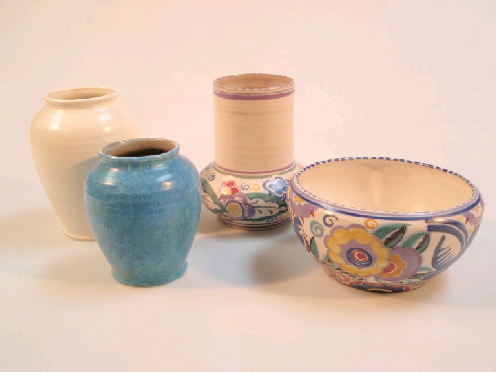 Appraisal: A Poole pottery bowl and three vases