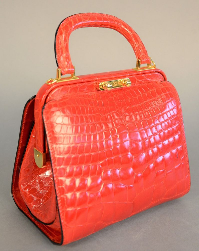 Appraisal: Giorgio's of Palm Beach red alligator with shoulder strap inside