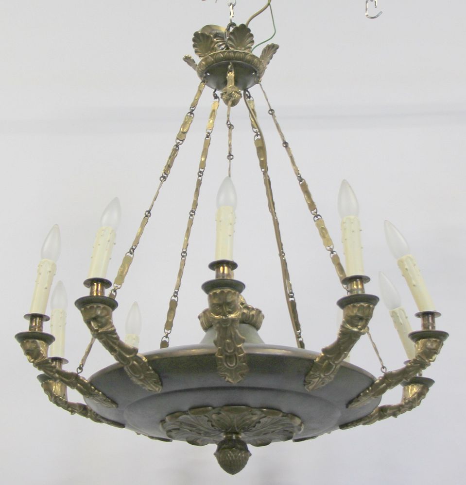 Appraisal: Finest Quality Empire Gilt And Patinated Bronze Chandelier From a