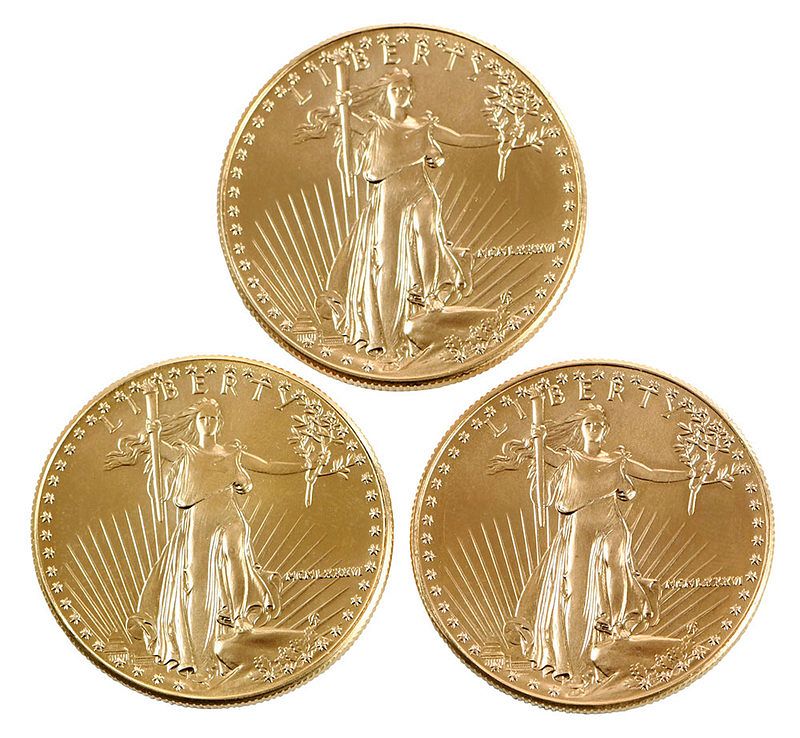 Appraisal: Three Gold American Eagles three one-ounce Gold Eagles each dated