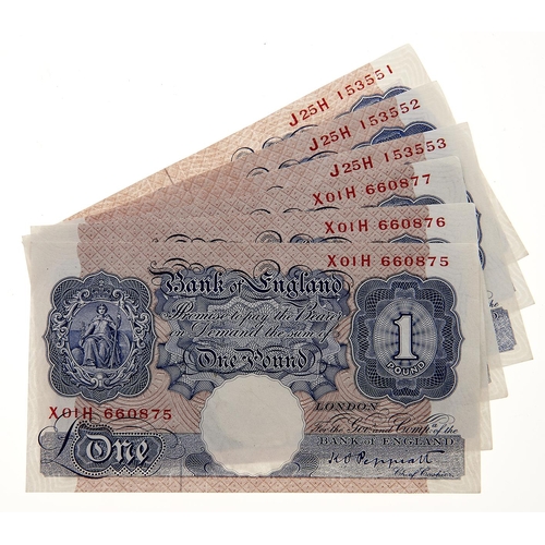 Appraisal: Bank Notes Bank of England Peppiatt blue two consecutive runs