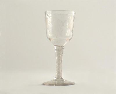 Appraisal: A wine goblet the bowl engraved with a bird to