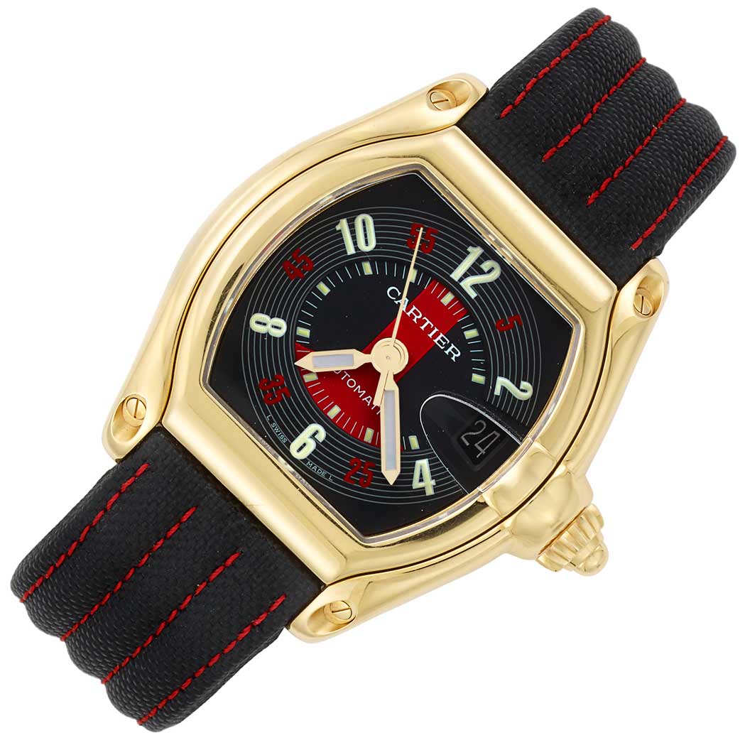 Appraisal: Gentleman's Gold 'Roadster Fittipaldi' Wristwatch Cartier kt automatic gray red