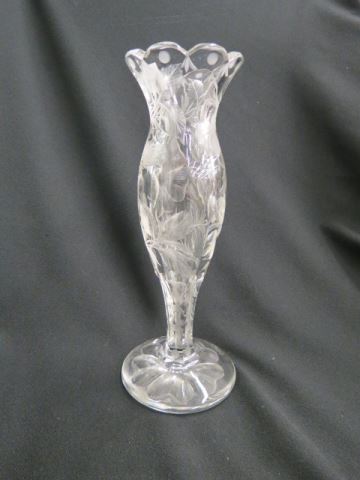 Appraisal: Cut Glass Vase deep intaglio floral attributed to Hawkes Gravic